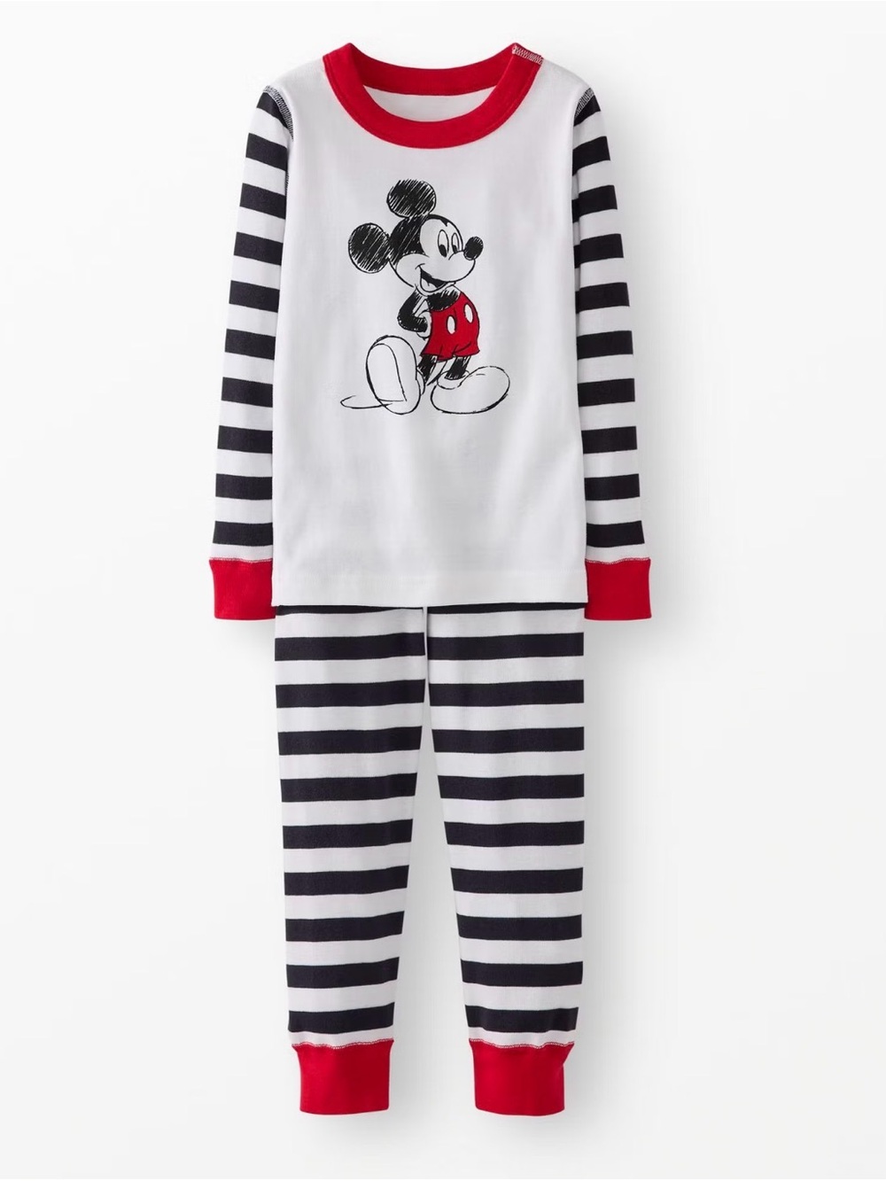 Hanna Andersson Mickey Mouse Striped Pajama Set - Black, White, Red
